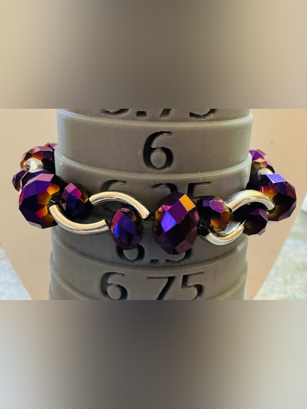 Purple Aurora Borealis iridescent glass rhinestone stretch bracelet